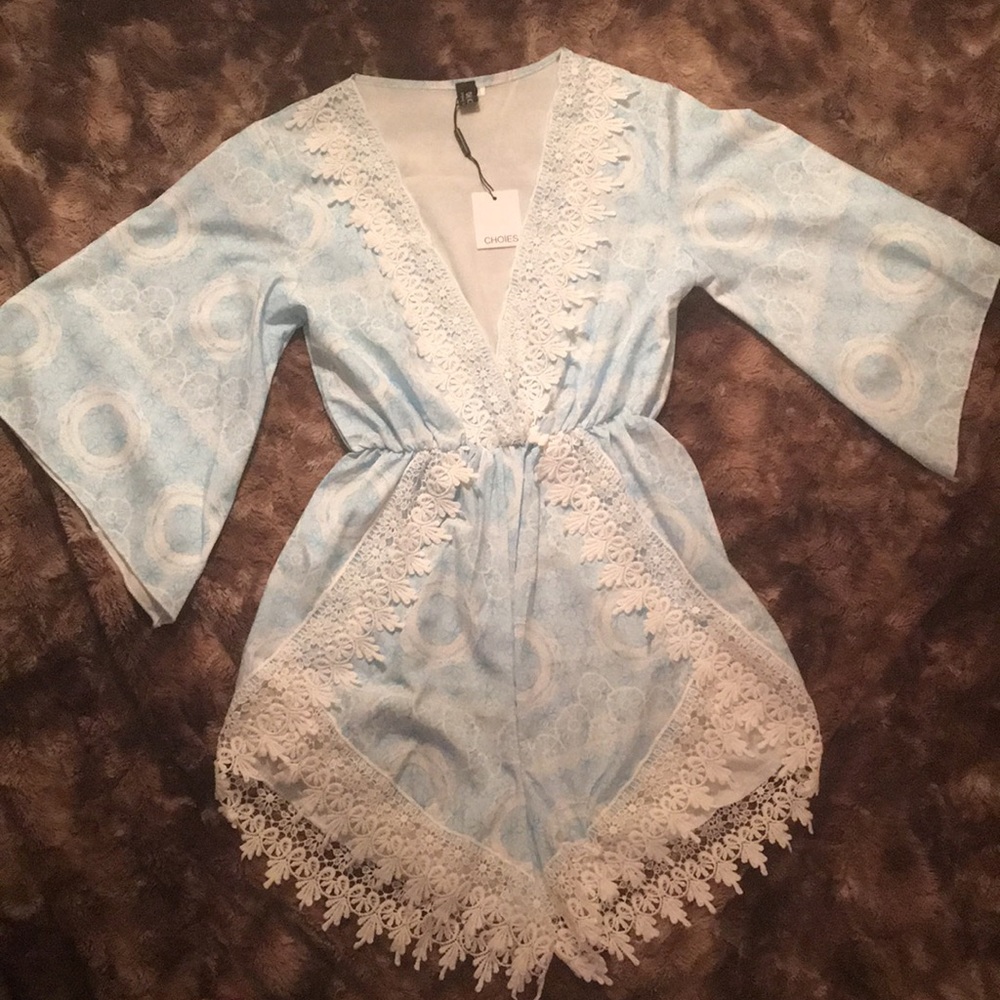 Blue patterned Romper
